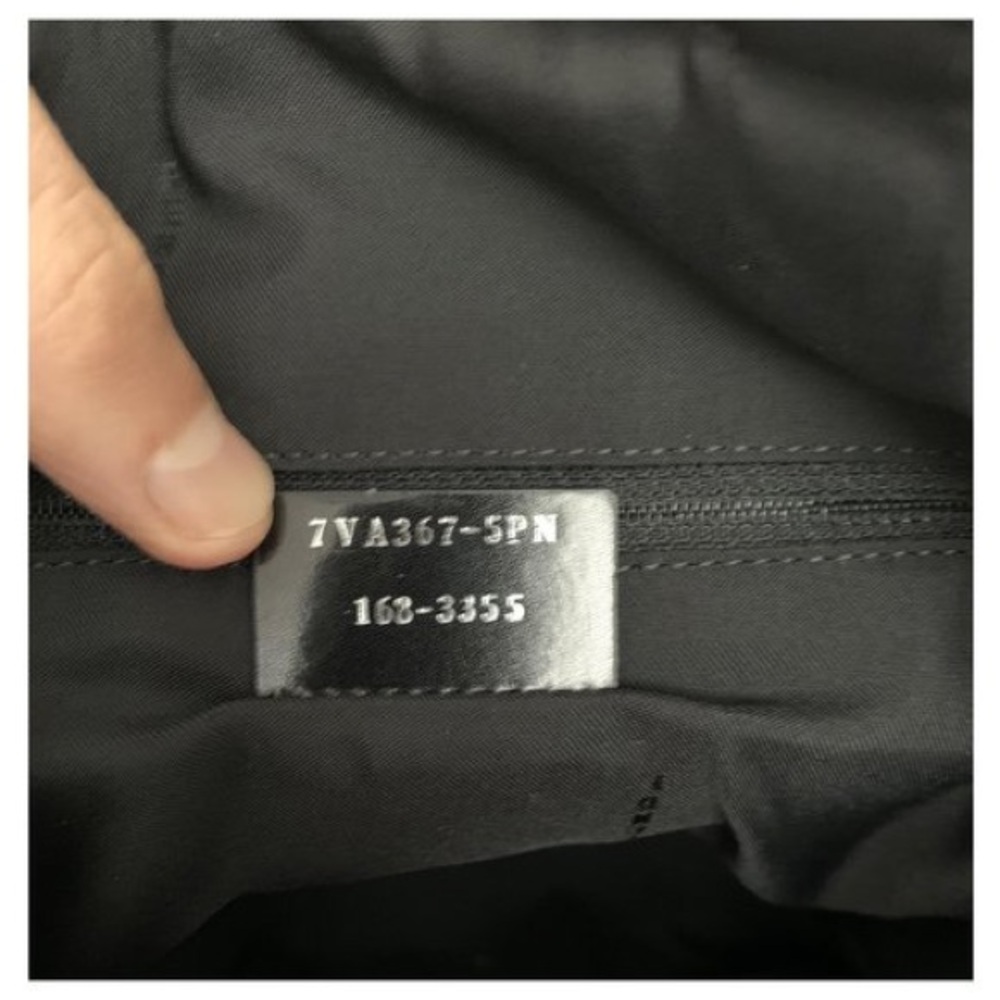 SOLD!! Fendi Id-ea Black Nylon Shopper Tote with Multicolor Shearling Logo RARE - Picture 7 of 10